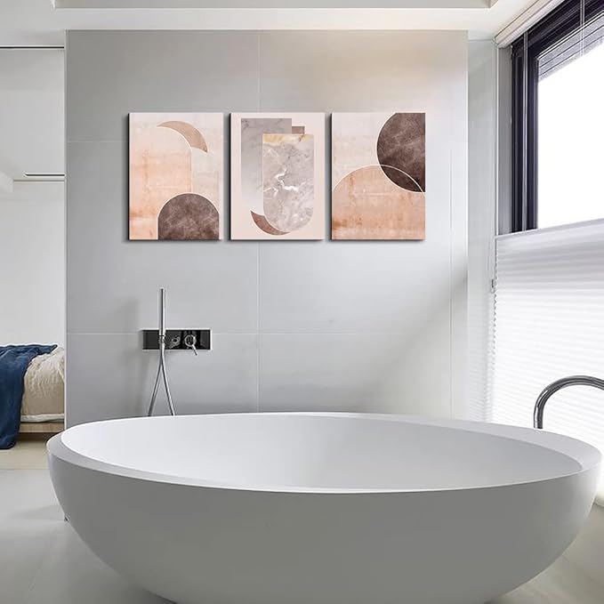 AHUASJART Boho Wall Decor Living Room Canvas Wall Art For Office Large Size Wall Decorations For Bedroom Modern Abstract Geometry Paintings Canvas Pictures Artwork Inspirational Home Decor 3 Piece-PawvioPets