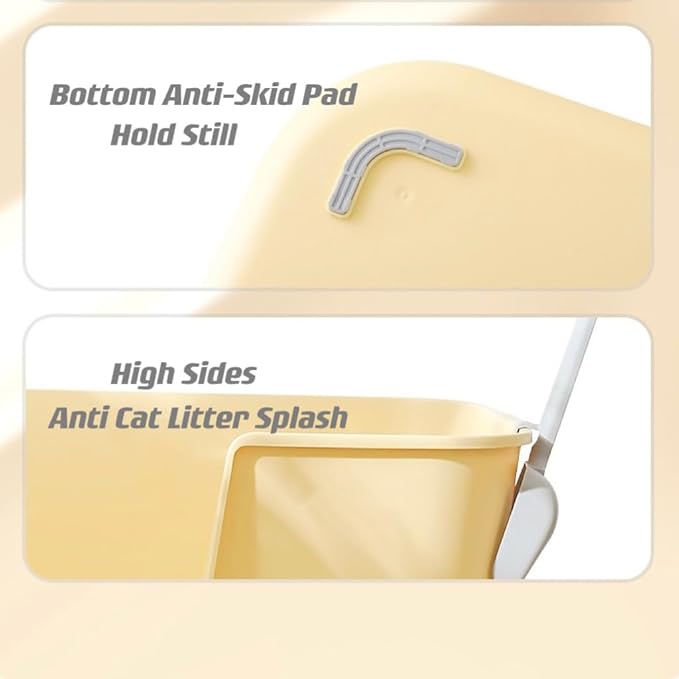 Extra Large Kitty Litter Box with High Sides, Anti-Splashing, Tool-Free Assembly, Multi Cat, Jumbo (Grey) 24.60" L x 16.92" W x 12.99" H-PawvioPets