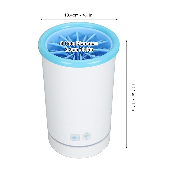 Automatic Dog Cleaner, Soft Electric Washer USB Rechargeable Portable Cleaner Cup, Dog Foot Cleaning Machine for Small to Medium Dogs Cats (White Blue)-PawvioPets