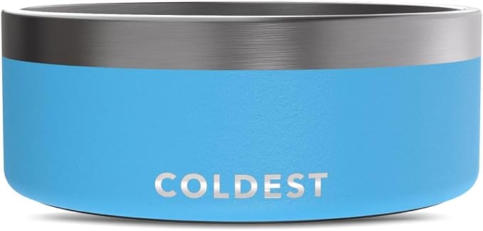 Coldest Dog Bowl - Anti Rust Metal, Non Slip, 3 Layers Insulated Stainless Steel Dog Bowls - Spill Proof & Heavy Duty - Water Bowl for Dogs, Cats & Pets, Dish Washer Safe (64 oz, Celestial Blue)-PawvioPets
