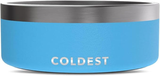 Coldest Dog Bowl - Anti Rust Metal, Non Slip, 3 Layers Insulated Stainless Steel Dog Bowls - Spill Proof & Heavy Duty - Water Bowl for Dogs, Cats & Pets, Dish Washer Safe (64 oz, Celestial Blue)-PawvioPets