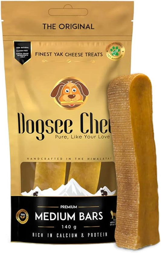 Dogsee Original Himalayan Yak Chews for Dogs (Medium - 2 Bars) | 100% Natural | Dog Treats Healthy | No Grain, No Gluten | for Teeth Cleaning-PawvioPets