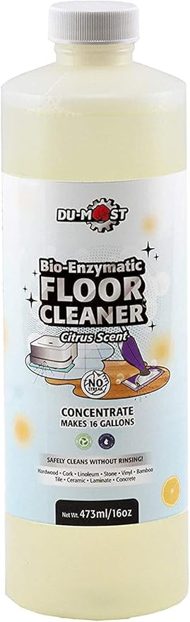 DU-MOST Enzymatic Floor Cleaner Concentrate (1 Oz Makes 1 Gal), No, Streak, No Rinsing, Kids & Pets Safe, Hard Surface Floors, Citrus Scent, 16 Fl Oz-PawvioPets