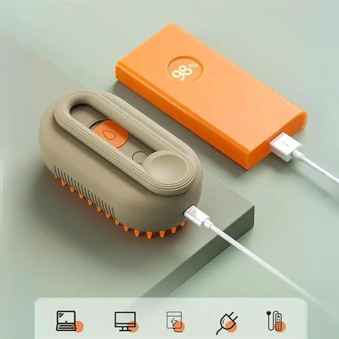 4-in-1 Cat Grooming Brush – Water Spray & Self-Cleaning Shedding Brush for Cats & Dogs – Pet Hair Removal & Massage Comb for Long & Short Hair (beige).-PawvioPets