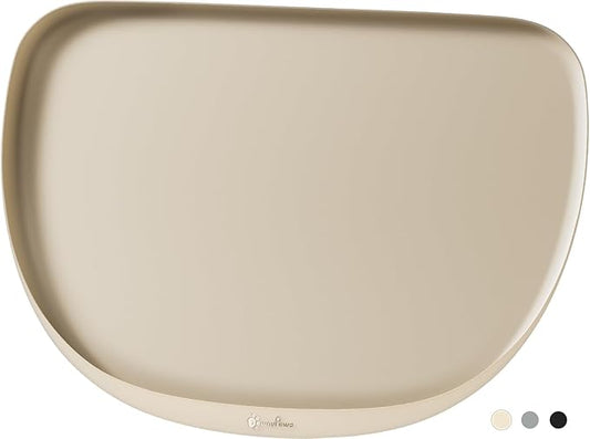 DownyPaws Dog Food Mats for Floors Waterproof, BPA Free Silcone Dog Bowl Mat, Non-Slip Pet Feeding Mat with High Raised Edge, Cat Placemat for Messy Drinkers, 18"×12.5", Almond-PawvioPets