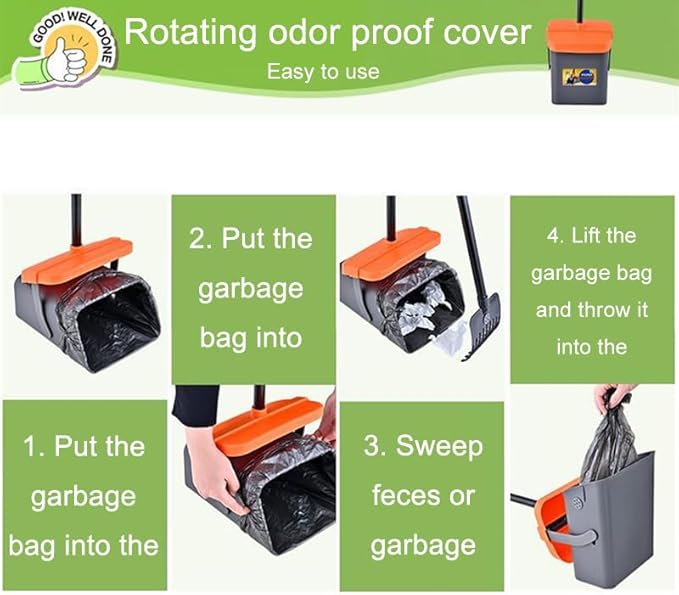 Dog Pooper Scooper with Rotating Bucket & Rake – 46” Adjustable Long Handle Includes 85 Waste Bags – Heavy Duty Poop Scooper for Large Medium & Small Dogs – Yard Lawn Gravel & Dirt Cleanup-PawvioPets