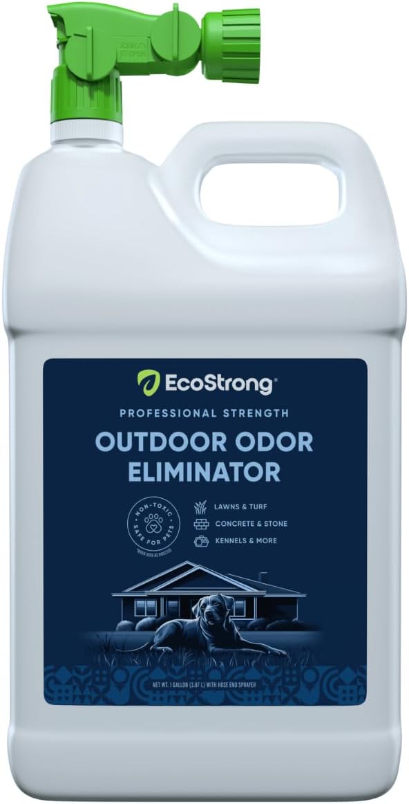 Eco Strong Outdoor Odor Eliminator Outside Dog Urine Enzyme Cleaner Powerful Pet, Cat, Animal Scent Deodorizer | Professional Strength for Yard, Turf, Kennels, Patios, Decks (128 oz W Sprayer)-PawvioPets