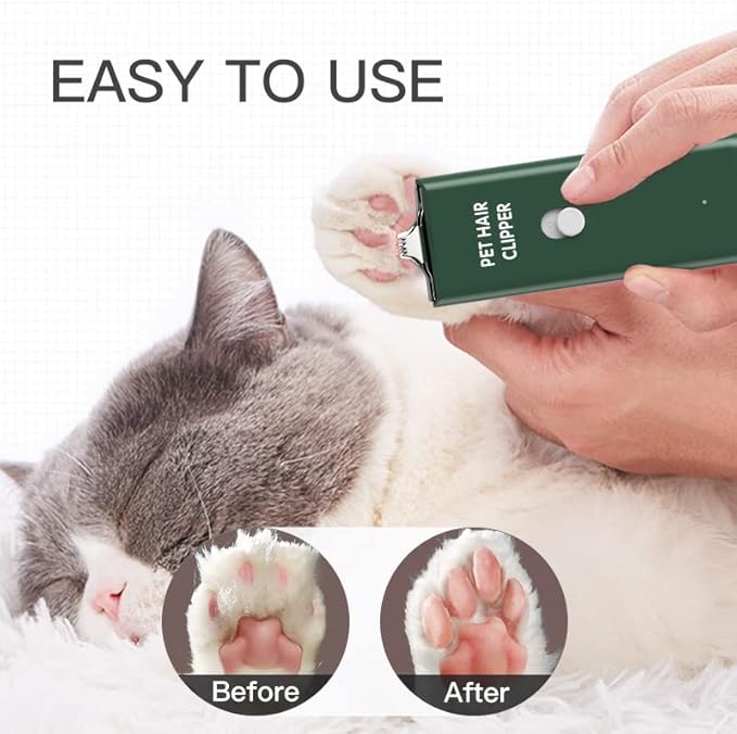Feet Hair Trimmer, Dog Clippers,Quiet Washable USB Rechargeable Cordless Dog Grooming Kit,Electric Pets Hair Trimmers Shaver Shears for Dogs and Cats Green-PawvioPets