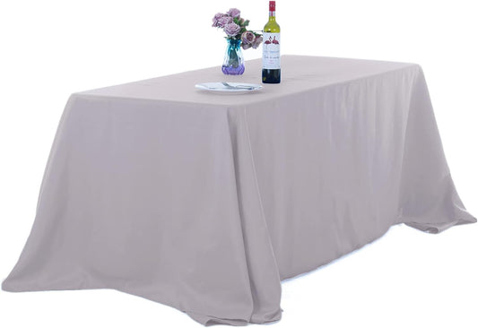 Ascoza 2pack 90x156 Inch Silver Rectangular Tablecloth 6 Feet Table Cloth in Polyester Fabric for Wedding/Banquet/Restaurant/Parties