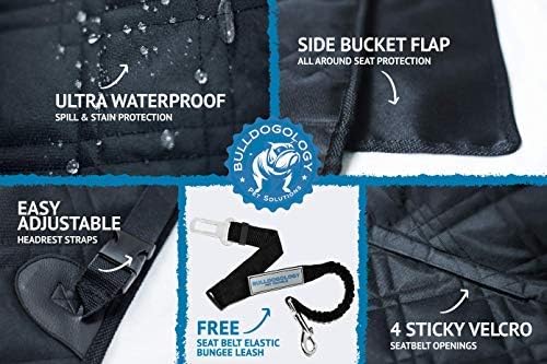 Bulldogology Dog Car Seat Cover 64"x60" Waterproof Heavy Duty Bench Dog Hammock Backseat Protector from Hair, Muddy Paws, Scratches - Pet Car Seat Cover for Cars Trucks SUVs (X-Large)-PawvioPets