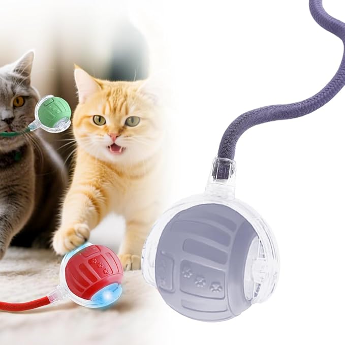 2026 New Interactive Pet Toy Ball, Smart Interactive Toy Ball for Cats & Dogs, Electric Rolling Pet Toy Ball, Rechargeable Interactive Cat Toys for Bored Indoor Cats Kittens to Keep Busy (Gray)-PawvioPets