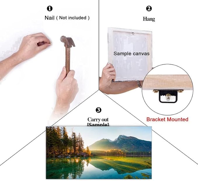 Beautiful Lake Mountain Range Sunrise Sunset Landscape Canvas Wall Art for Living Room, Autumn Forest National Park Scenery, Nature Scenic Picture Print Artwork Painting Decor,Inner Frame 20x40-PawvioPets