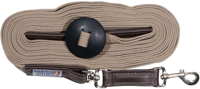 Dura-Tech German Web Cord Lunge Line for Horses | Soft Grip Ribbed Webbing | Lightweight & Durable | Nickel-Plated Snap or Chain Options | Lunch Line with Swivel End and Snap-PawvioPets