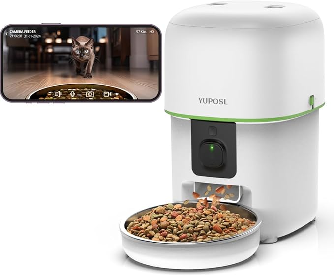 Automatic Cat Feeder with Camera - 5G WiFi Auto Cat Food Dispenser, 1080P HD Video with Night Vision, 1-15 Meals, 1-99 Portions, 2-Way Audio, Keeps Food Fresh, Timed Pet Feeder Also for Dogs-PawvioPets
