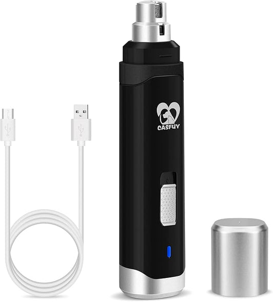 Casfuy Dog Nail Grinder Upgraded - Professional 2-Speed Electric Rechargeable Pet Nail Trimmer Painless Paws Grooming & Smoothing for Small Medium Large Dogs & Cats (Black)-PawvioPets