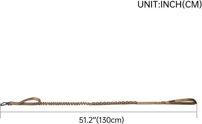 EXCELLENT ELITE SPANKER Tactical Bungee Dog Leash Military Adjustable Dog Leash Quick Release Elastic Leads Rope with 2 Control Handle(Coyote Brown)-PawvioPets