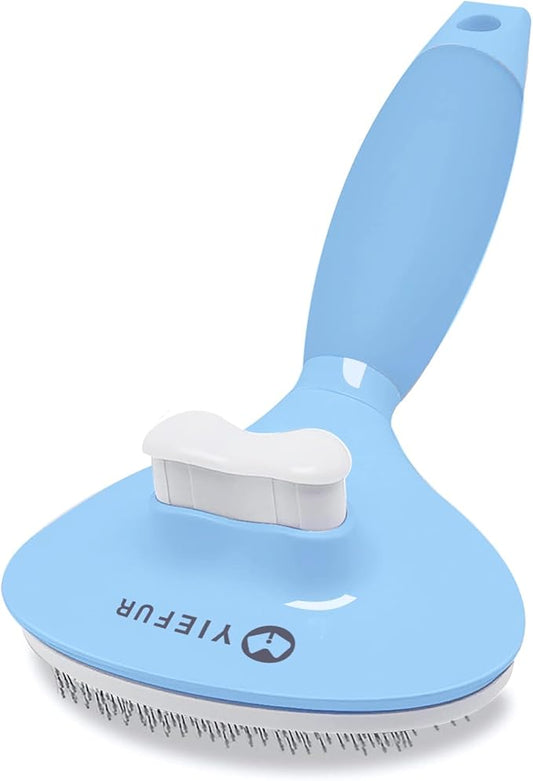 Cat Hair Brush,Cats Brushes for Shedding,Soft Silicone Self Cleaning Brush for Short and Long Haired Cats for Grooming and Shedding (Blue)-PawvioPets