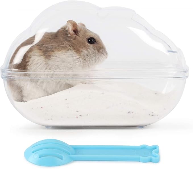 BUCATSTATE Hamster Sand Bath Container Large Hamster Toilet with Scoop Set Dust Bust Accessories for Small Animals (Transparent, Medium)-PawvioPets