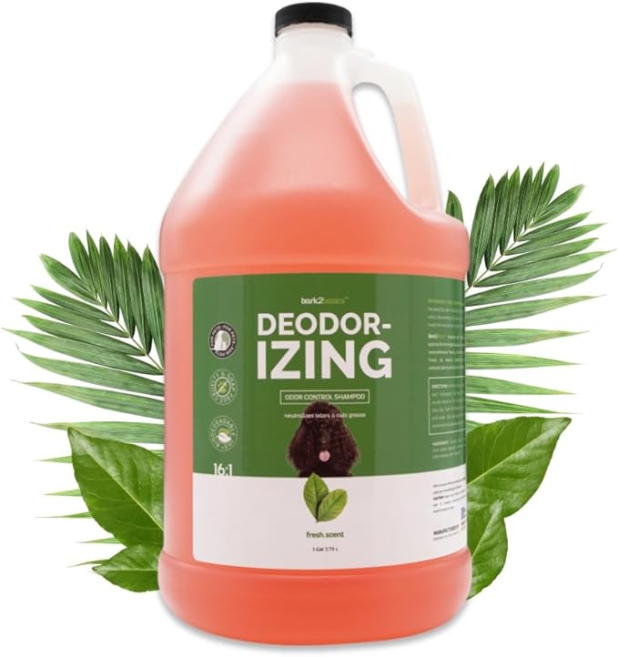 Bark2Basics Deodorizing Dog Shampoo, 1 Gallon | Powerful Odor Neutralizer Odortrol, Naturally Derived Ingredients, Eliminates Smelly Pet Odors, Powerful Deodorizing Formula, Professional Grade-PawvioPets