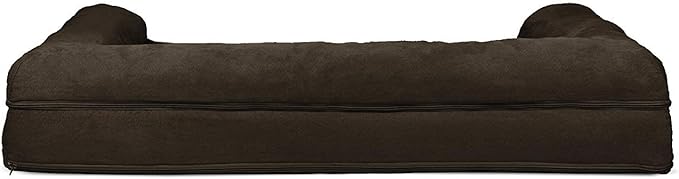 Furhaven Cooling Gel Dog Bed for Large Dogs w/ Removable Bolsters & Washable Cover, For Dogs Up to 95 lbs - Plush & Suede Sofa - Espresso, Jumbo/XL-PawvioPets