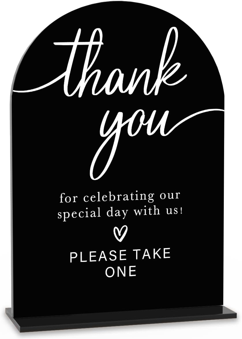 Acrylic Wedding Sign Thank You Sign for Wedding Wedding Signs for Ceremony Modern Calligraphy Arch Acrylic Table Top Sign for Wedding Reception and Event Party Table(black）