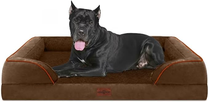 Comfort Expression XXL Orthopedic Dog Beds Waterproof, Orthopedic Foam Dogs Beds for Extra Large Dogs, Washable Dog Sofa Bed with Removable Cover & Non-Slip Bottom(XX-Large,Chocolate Brown)-PawvioPets