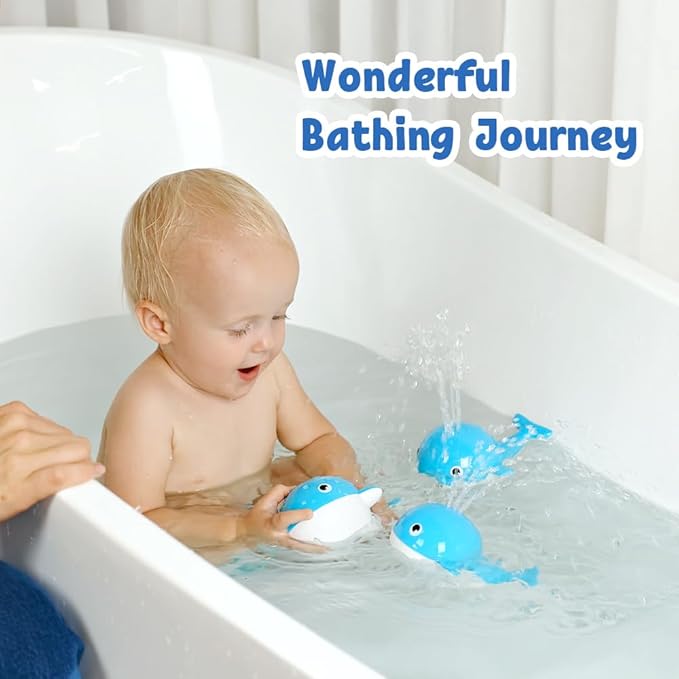 Baby Bath Toys for 6-12 Months, Rechargeable Bath Toys for Babies 6-18 Months, Whale Bath Toy Sprinkler for Toddlers 1-3 2-4, Light Up Bath Toy for Kids, Infant Bathtub Toys-PawvioPets