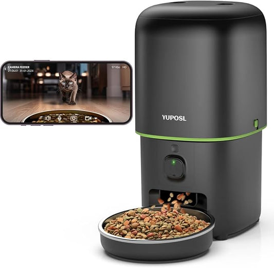 Automatic Cat Feeder with Camera - 5G WiFi Auto Cat Food Dispenser, 1080P HD Video with Night Vision, 1-15 Meals, 1-99 Portions, 2-Way Audio, Keeps Food Fresh, 4L Timed Pet Feeder Also for Dogs-PawvioPets