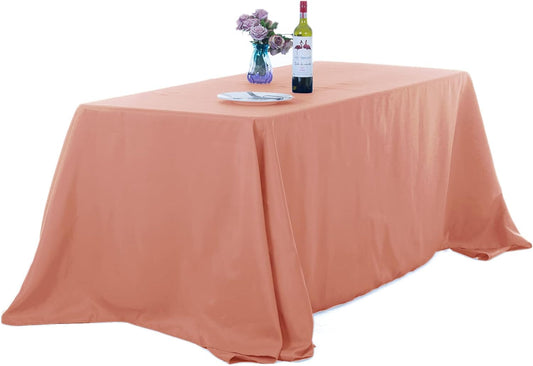 Ascoza 2pack 90x156 Inch Dusty Pink Rectangular Tablecloth 6 Feet Table Cloth in Polyester Fabric for Wedding/Banquet/Restaurant/Parties