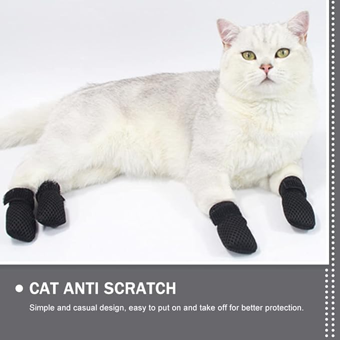 Cat Claw Covers-4pcs Cat Nail Caps Cat Nail Covers Caps Shoes Cats Socks Cat Booties to Prevent Scratching Cat Paw Protector Pet Grooming Booties for Bathing Shaving Checking-PawvioPets