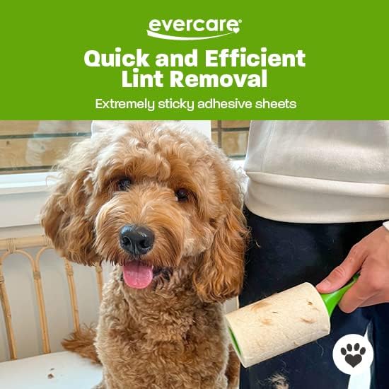 Evercare Ultra Sticky Pet Lint Roller Value Pack with 2 Lint Rollers and 3 Refill Rolls, 60 Sheets Each Multicolor-PawvioPets