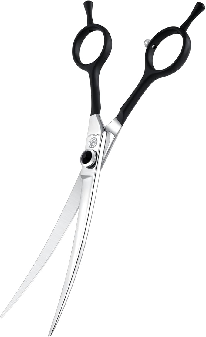 Dragon Creek 7" Upward Curved Dog Grooming Scissors - Safety Shears for Face & Paws Trimming - Black-PawvioPets