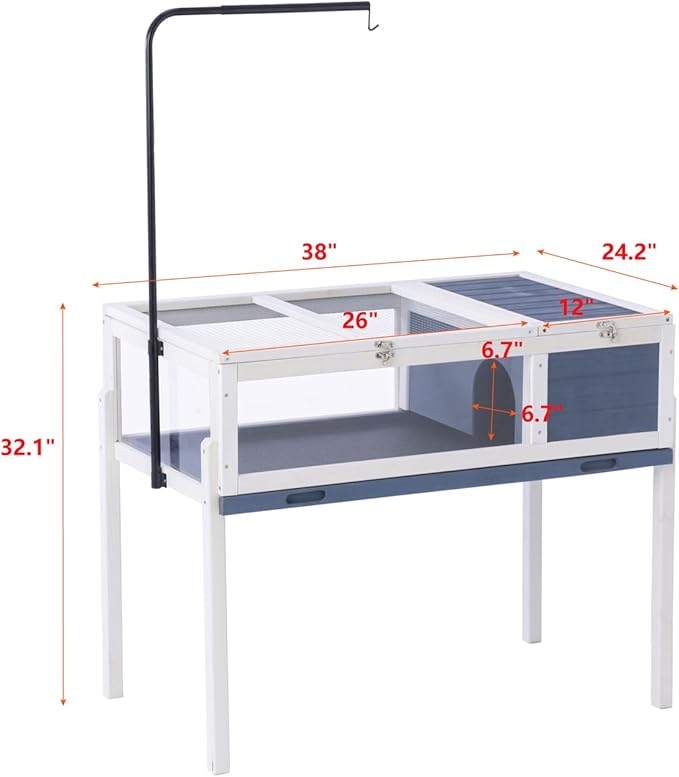 BIRASIL Wood Tortoise House, Indoor Turtle Habitat Reptile Cage, Tortoises Enclosure for Small Animals Lizards Hamster-PawvioPets