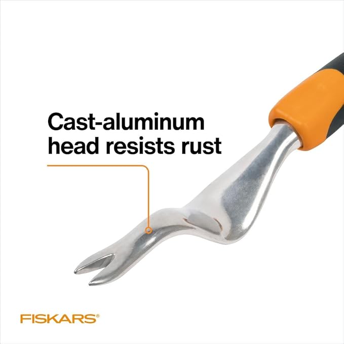 Fiskars Ergo Weeder Tool for Weeding, Heavy Duty Gardening Hand Tool with Ergonomic Handle and Hanging Hole for Storage, Remove Weeds and Roots like Dandelions and Thistles-PawvioPets