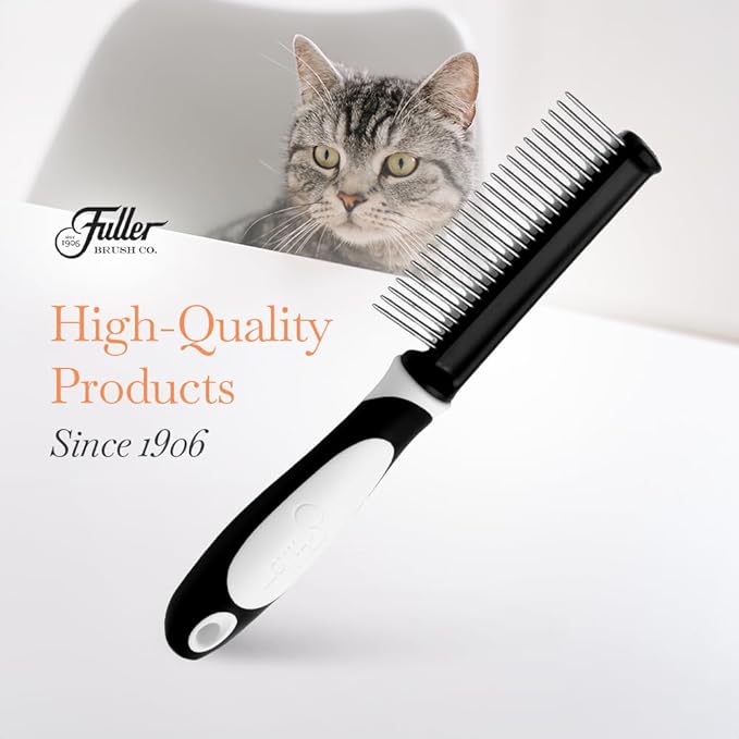 Fuller Brush Single-Sided Pet Comb - 25 Rust-Resistant Stainless Steel Pins - Ergonomic Rubberized Easy Grip Handle - Remove Tangles, Mats & Reduce Loose Hair - Tool for Grooming Dogs & Cats-PawvioPets
