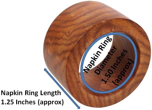 Beautifully Handcrafted Natural Wood Round Shape Large Size Party Dining Table Napkin Holders in Natural Tone. (Set of 6).