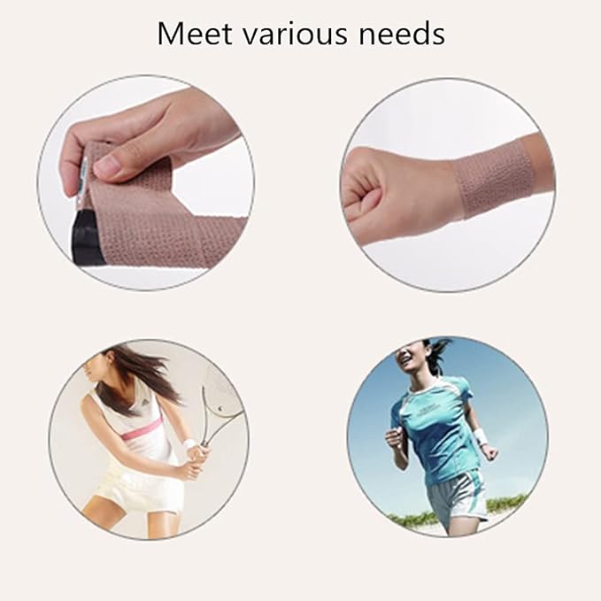 6 Pack 3" x 5 Yards Self Adhesive Bandage Wrap Breathable Cohesive Vet Wrap for Pets, Elastic Self-Adherent Tape for Sports, Wrist, Ankle (Mixed Colors)-PawvioPets