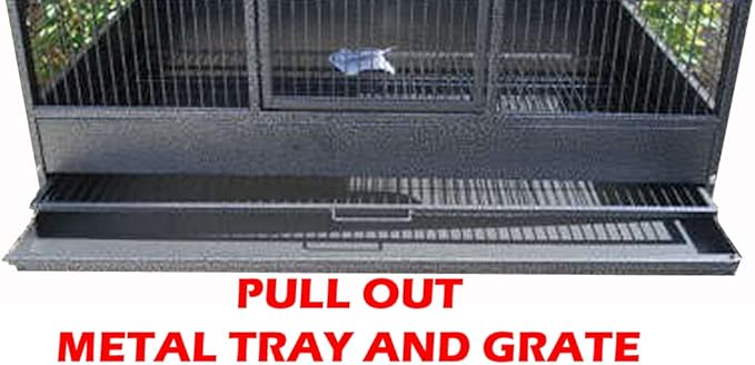 Extra Large Single Stacker Strong Heavy Duty Wrought Iron Breeder Parrot Aviary Bird Breeding Breeder Cage with Side Nest Breeding Doors On Wheels-PawvioPets