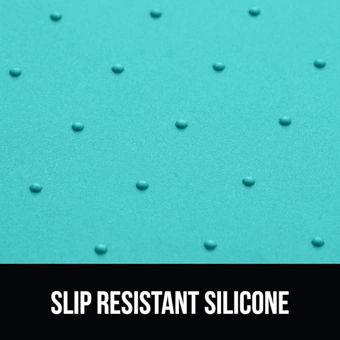 GORILLA GRIP 100% Waterproof Raised Edge BPA Free Silicone Pet Feeding Mat, Dog Cat Food Mats Contain Spills Protects Floors, Placemats for Cats and Dogs Water Bowl, Pets Accessories 23x15 Turquoise-PawvioPets