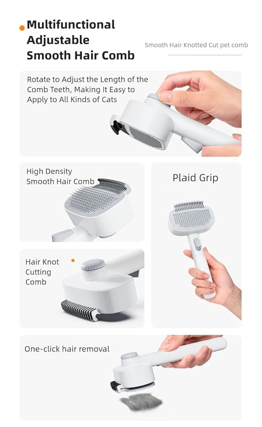 Adjustable Comb for Cats & Dogs: 2-in-1 Deshedding Brush with Hair Removal Board, Dematting Tool for Long/Short Hair - Undercoat Rake & Smooth Grooming Comb-PawvioPets