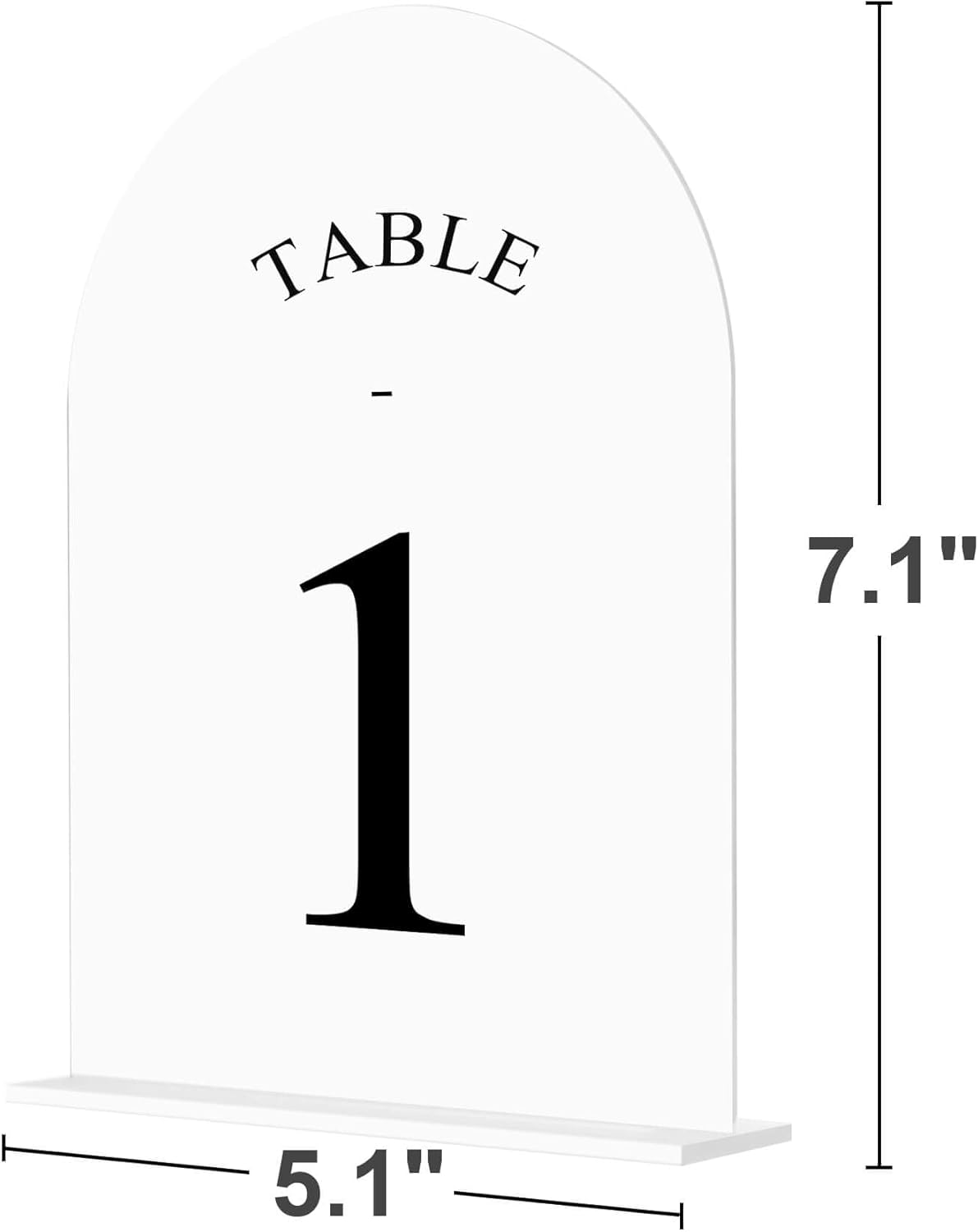 JOYIT Arch Wedding Table Numbers 1-50 with Stands – Double-Sided Printed 5" X 7" Acrylic Signs with White Background and Black Text, Perfect for Wedding Receptions, Parties, Anniversaries, and Events