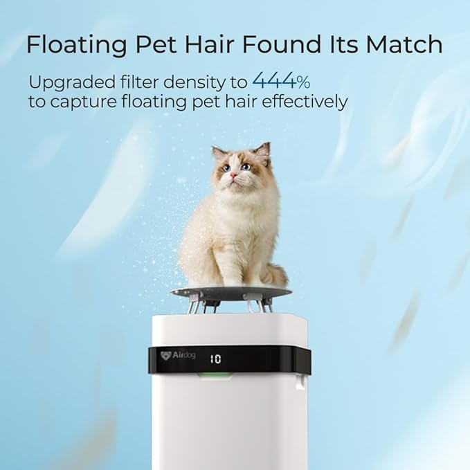 Airdog X5 Pet Air Purifier – TPA Technology Up to 20X More Effective than HEPA, Ideal for Rooms Up to 1614 sqft - Washable Filter and Whisper Quiet-PawvioPets