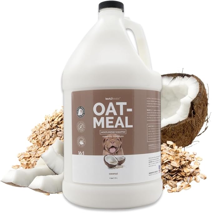 Bark2Basics Oatmeal Dog Shampoo, 1 Gallon - Natural Colloidal Oatmeal, Natural Ingredients, Calms Dry Itchy Irritated Skin, Moisturizes and Soothes the Skin and Coat, Professional Grade-PawvioPets