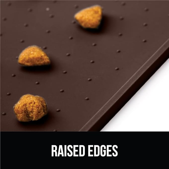 GORILLA GRIP 100% Waterproof Raised Edge BPA Free Silicone Pet Feeding Mat, Dog Cat Food Mats Contain Spills Protects Floors, Placemats for Cats and Dogs Water Bowl, Pets Accessories 16x10, Brown-PawvioPets