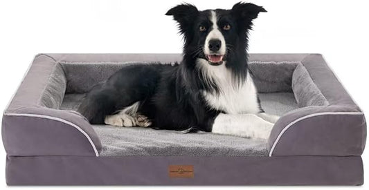 Comfort Expression Large Dog Beds Waterproof Comfy Pet Bed for Dogs Sofa, Orthopedic Foam Dog Beds with Washable Removable Cover & Non-Slip Bottom(Large,Purple)-PawvioPets