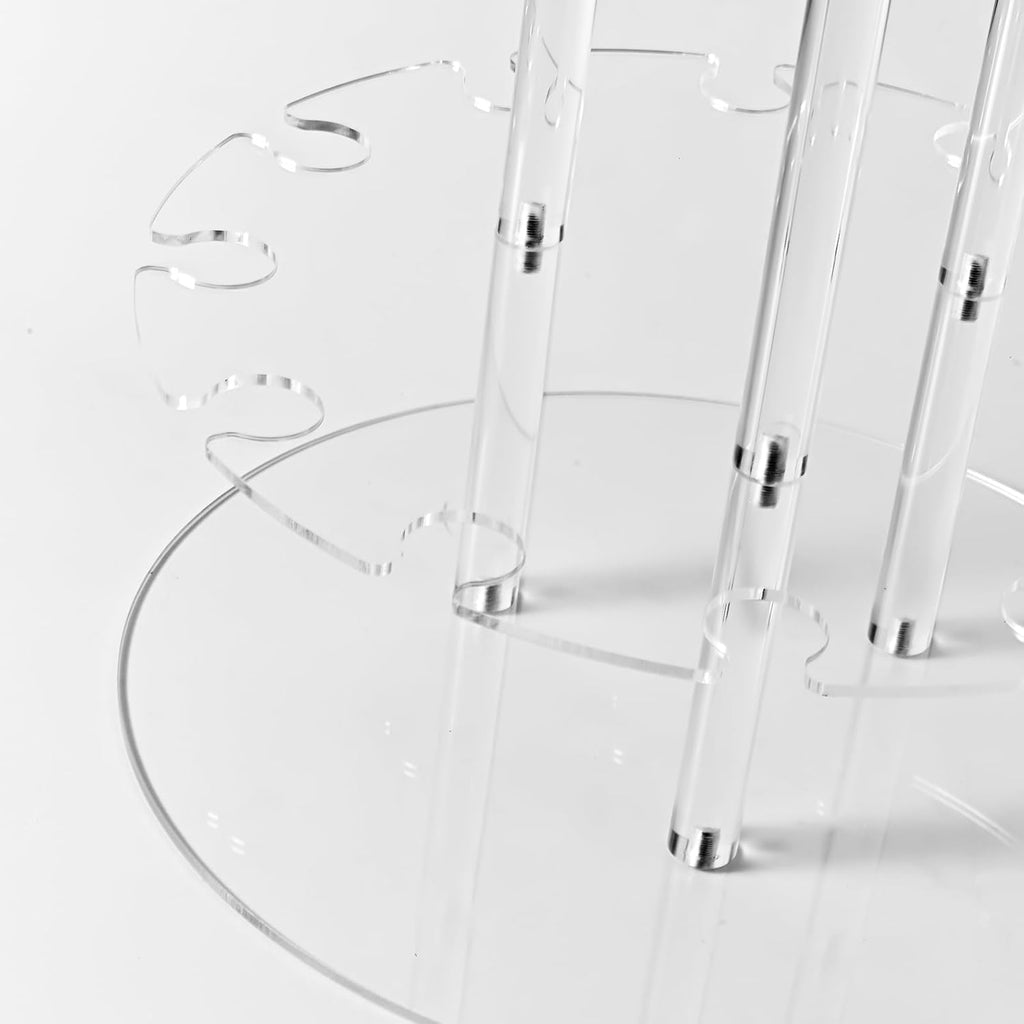 Champagne Tower, Circle Acrylic Champagne Display Rack Stand with 12 Slots, 2 Tiers Floating Sight Champagne Flute Holder for Party, Wedding, School, Celebration, 11.8x11.8x15.4 inch