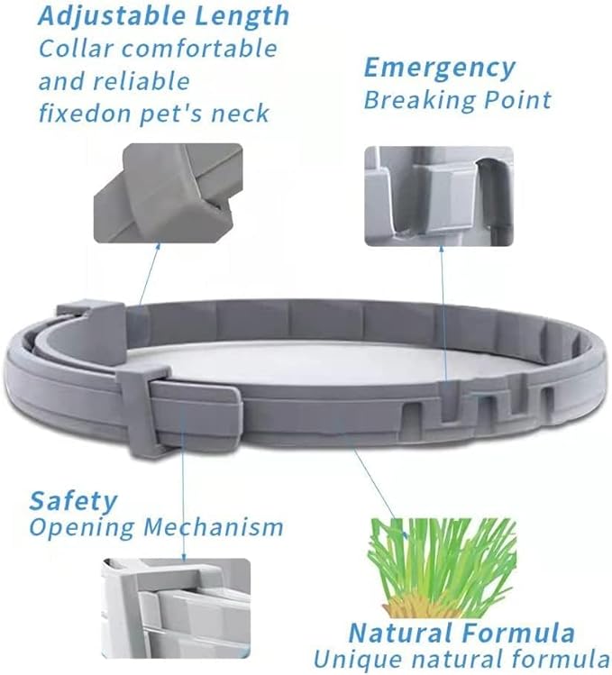 Flea Collar for Cats, Flea and Tick Collars for Cats and Kittens, 8 Month Protection, Gray, 1 Pack CAT-PawvioPets