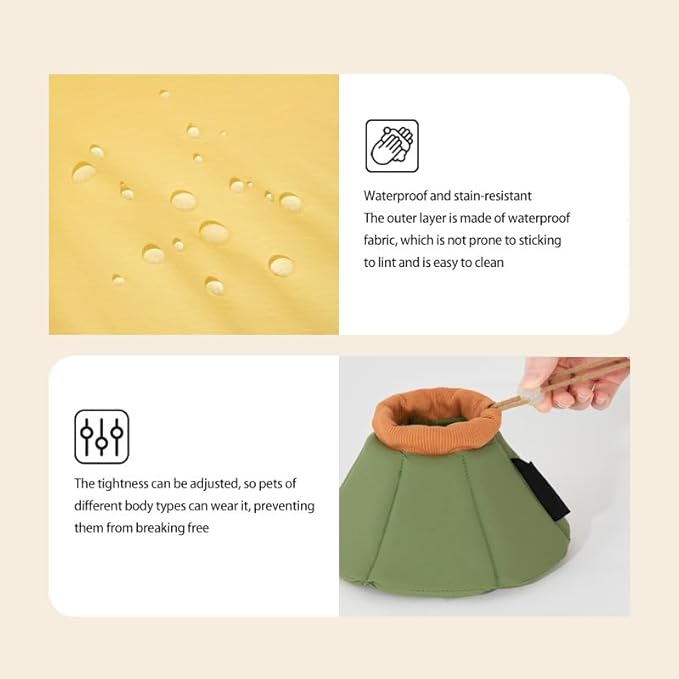 Cat Cone Collar - Soft Waterproof Elizabethan for Cats, Cute Green Flower Anti-Lick Recovery Collar, Adjustable Healing Collar for Wound Care & Surgery，S-PawvioPets