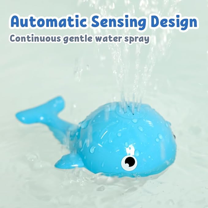 Baby Bath Toys for 6-12 Months, Rechargeable Bath Toys for Babies 6-18 Months, Whale Bath Toy Sprinkler for Toddlers 1-3 2-4, Light Up Bath Toy for Kids, Infant Bathtub Toys-PawvioPets