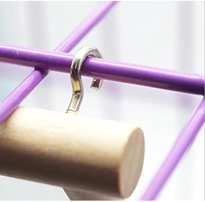 Bird Mirror with Swing and Perch for Parakeets Cockatiels Lovebirds Finches - Wooden Interactive Hanging Cage Toy, 3.7 x 3.5 x 3.5 Inch, 1 Pack-PawvioPets